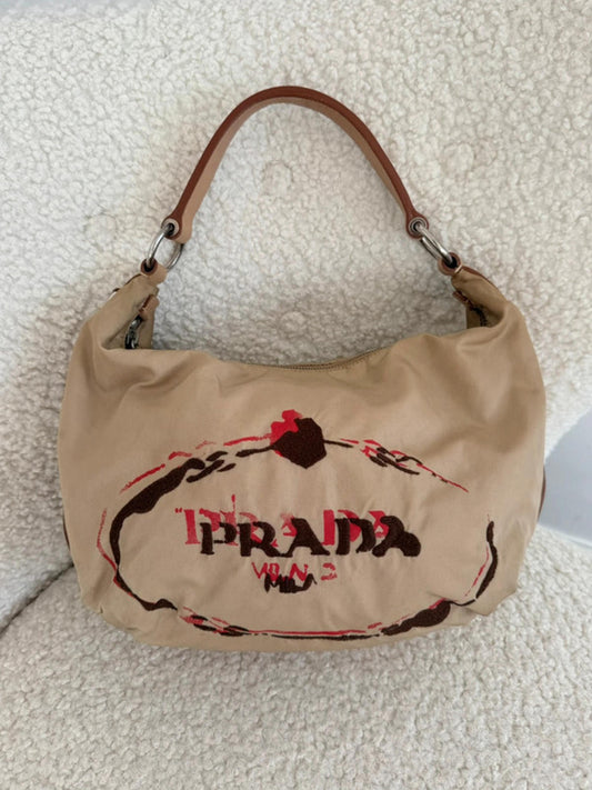 Prada Stencil Logo Hobo Shoulder Bag