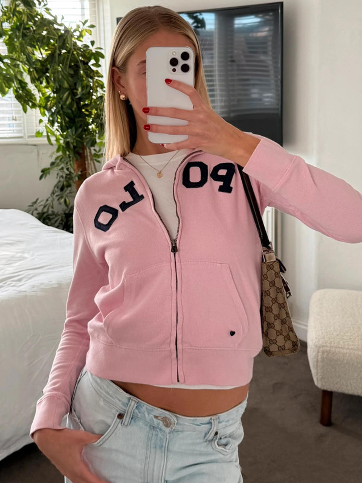 Ralph Lauren pink zip-up hoodie