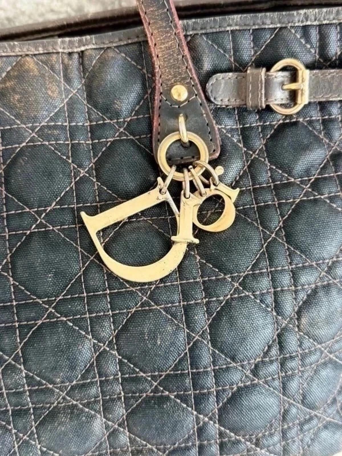 Christian Dior Panarea tote bag in dark denim grey cannage canvas