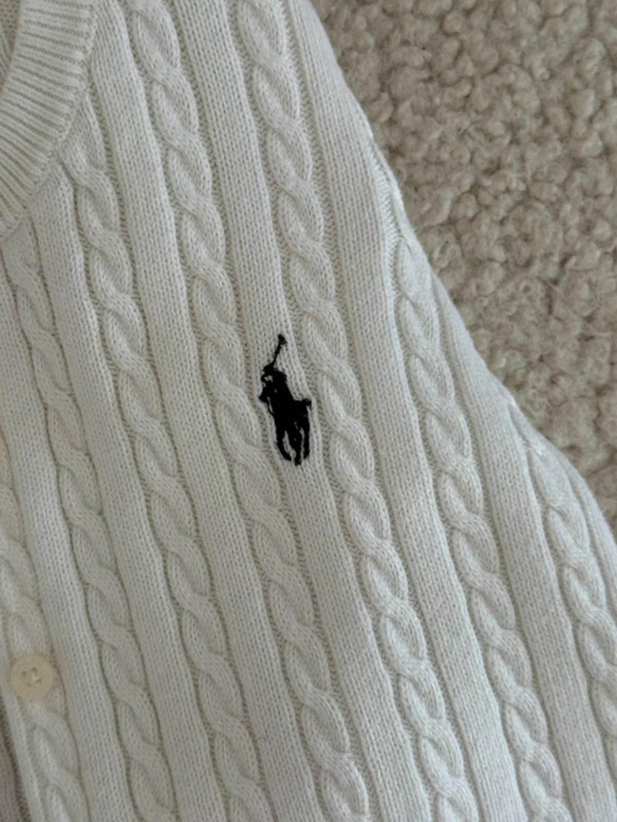 Polo Ralph Lauren white cable knit cardigan