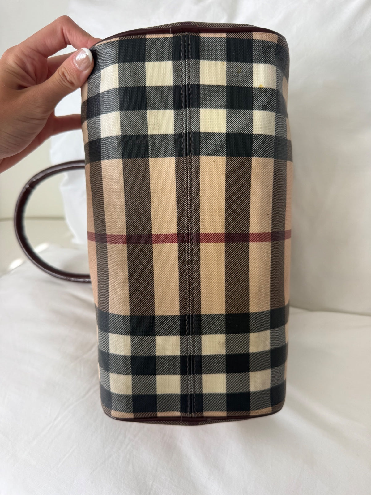 Burberry Berry Patent Nova Check Chester Bowling Bag