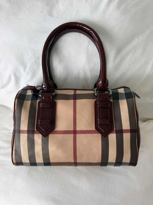 Burberry Berry Patent Nova Check Chester Bowling Bag