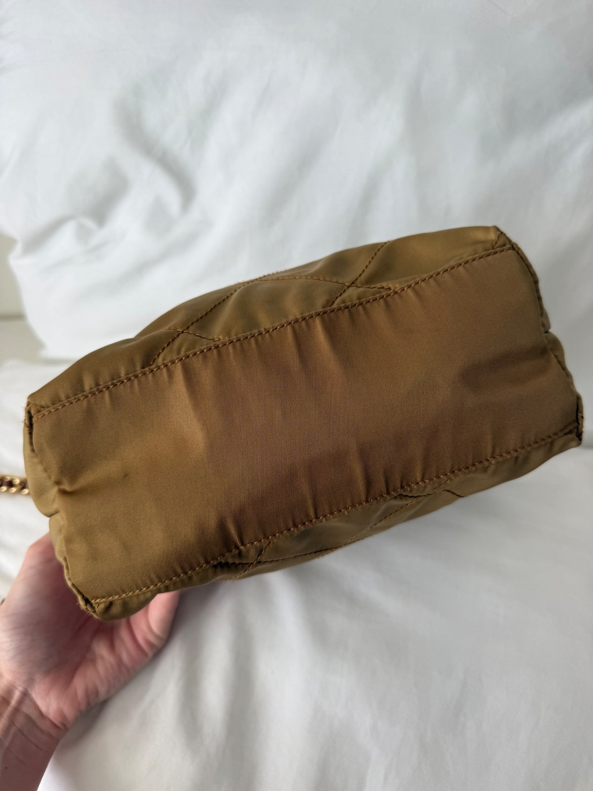 Vintage Prada Olive Green Quilted Nylon crossbody Bag