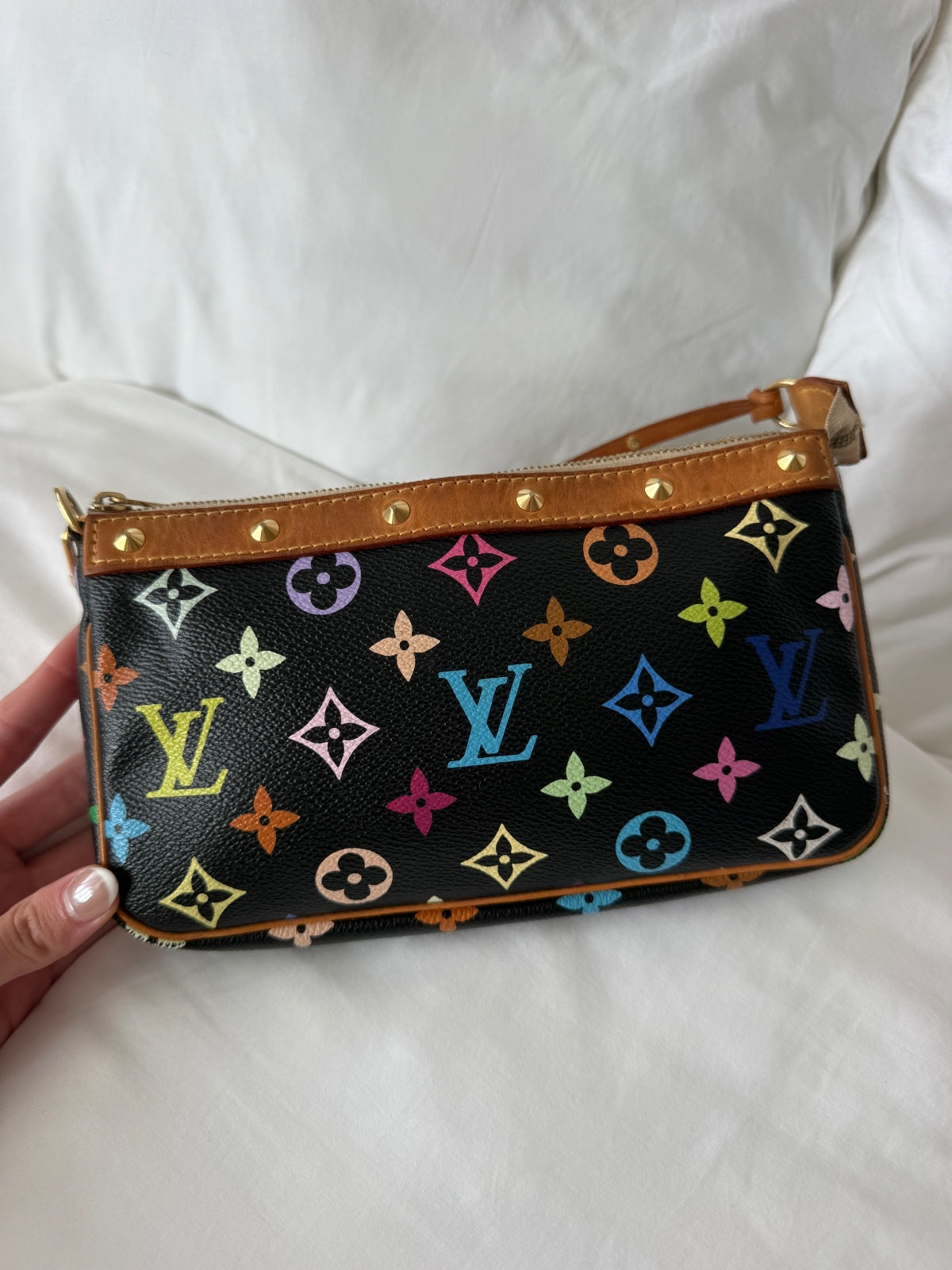 Louis Vuitton x Takashi Murakami Black Monogram Multicolore Pochette Bag