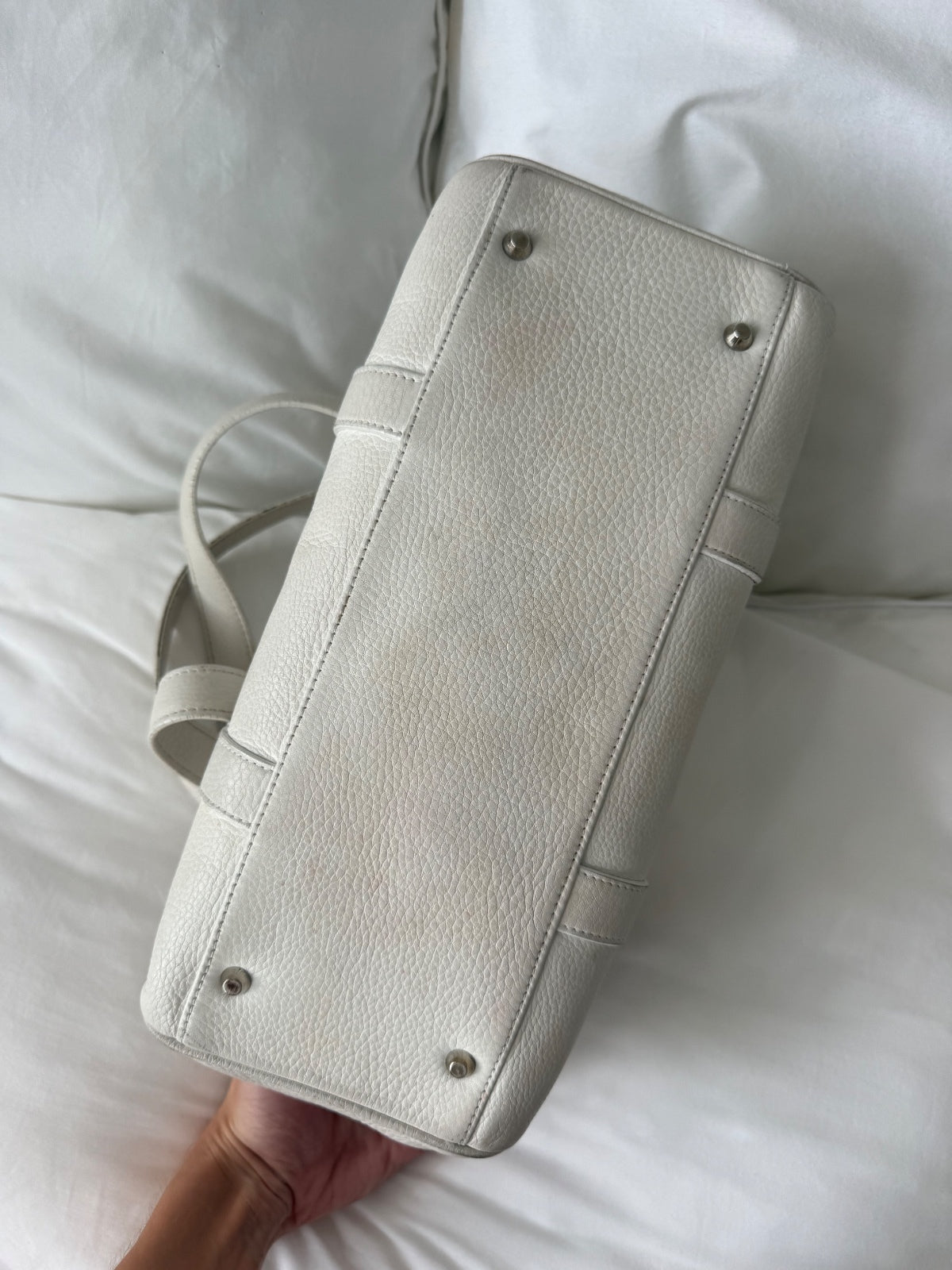 Christian Dior White Leather Spell Out Charm Shoulder Bag