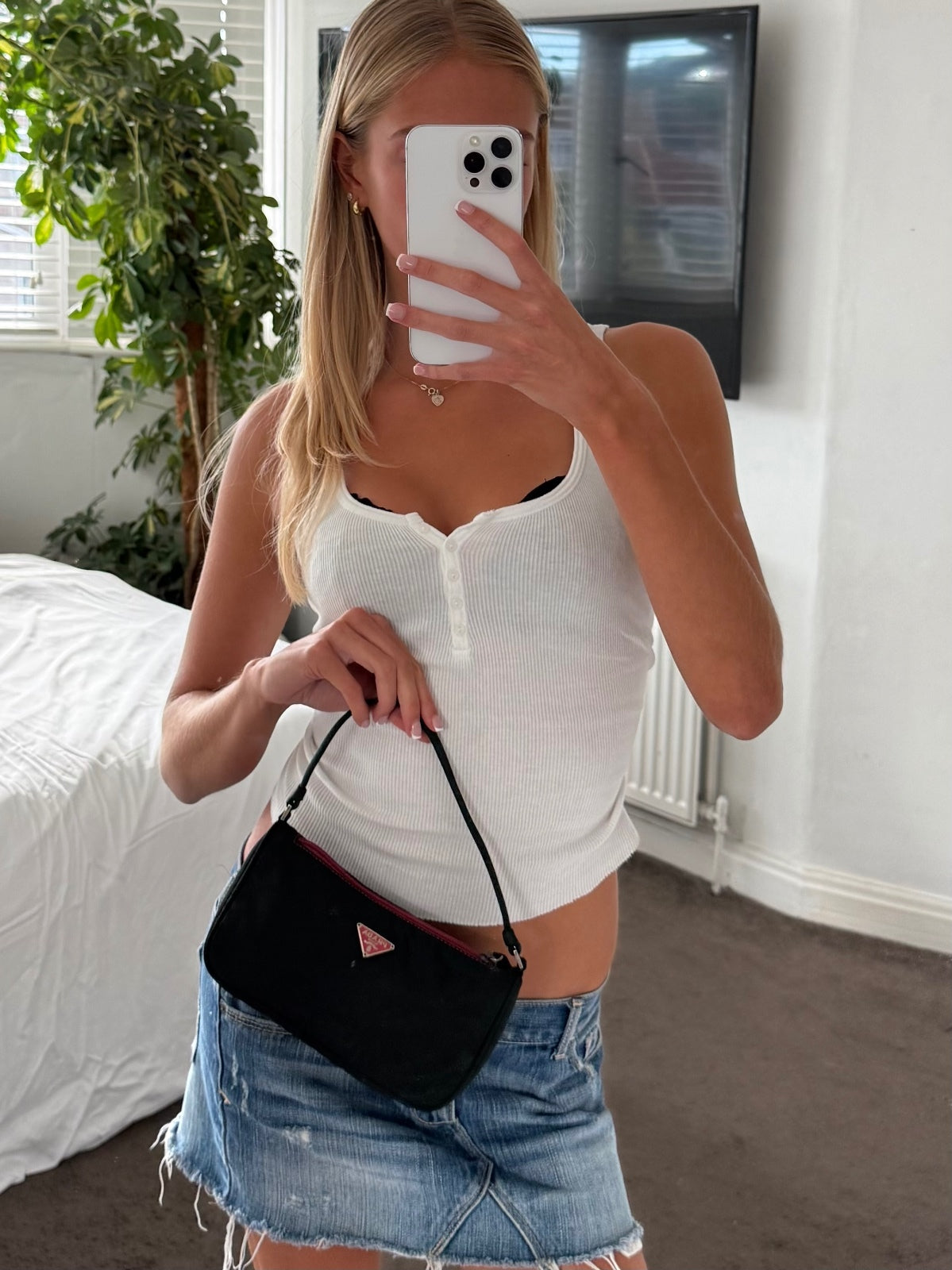 Prada Black Nylon Pochette Bag