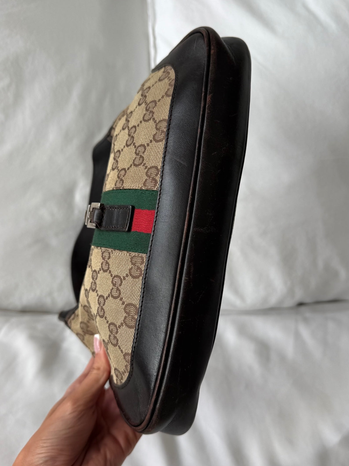 Gucci GG Monogram Web Stripe Jackie Shoulder Bag