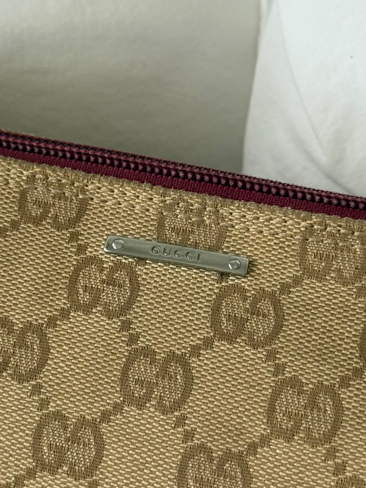 Gucci Beige GG Monogram Pochette Bag