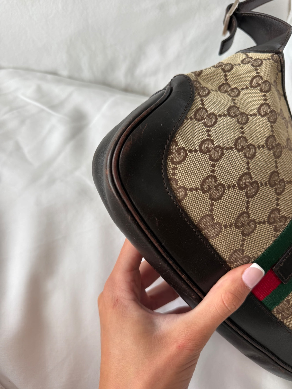 Gucci GG Monogram Web Stripe Jackie Shoulder Bag
