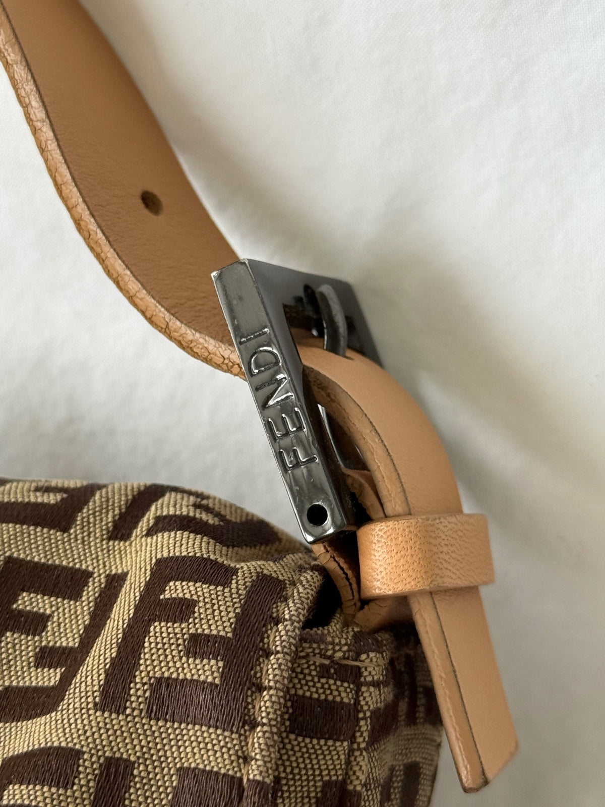 Fendi Brown Zucca Monogram Baguette Bag