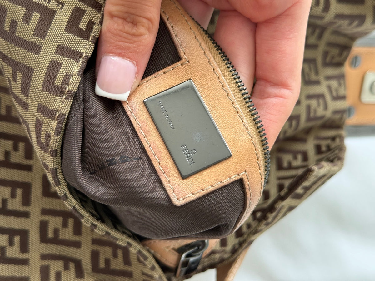 Fendi Brown Zucca Monogram Baguette Bag