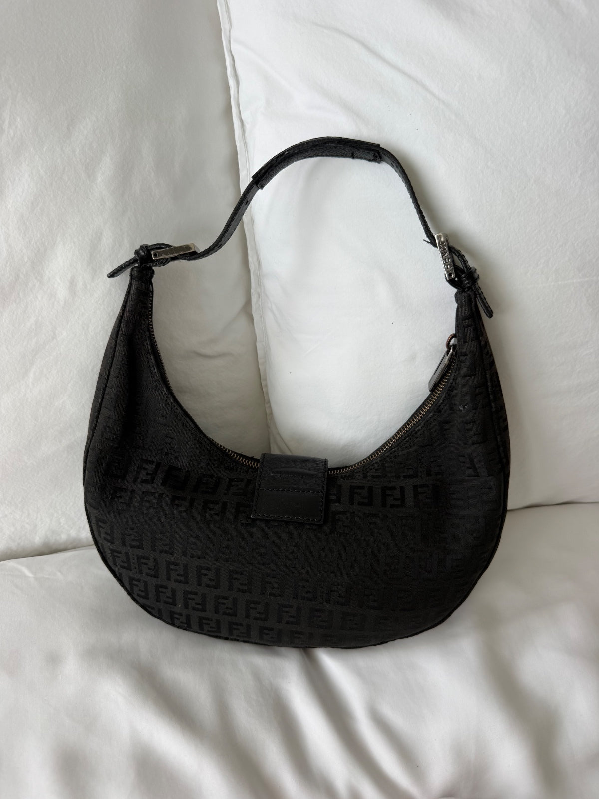Fendi Black Zucchino Croissant Bag
