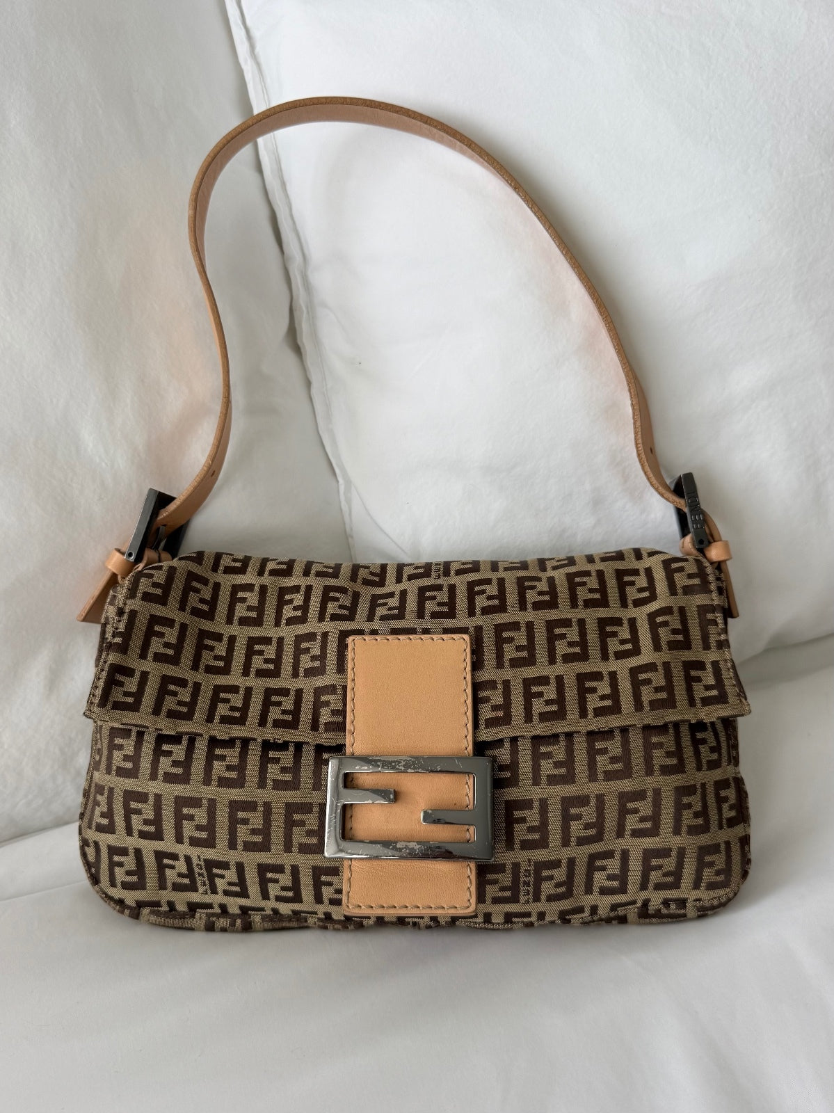 Fendi Brown Zucca Monogram Baguette Bag