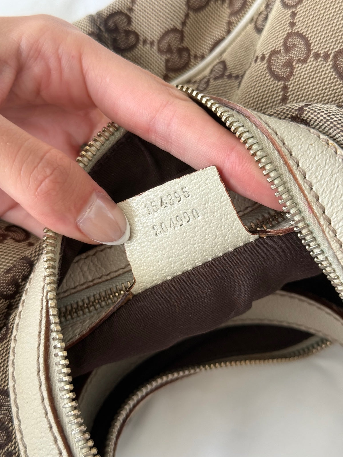 Gucci Ivory Small Monogram Canvas Hobo Bag