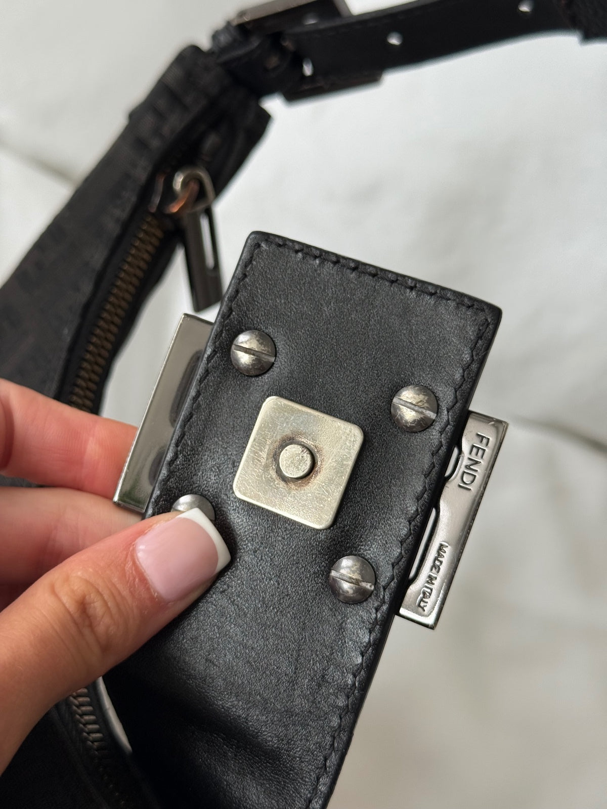 Fendi Black Zucchino Croissant Bag