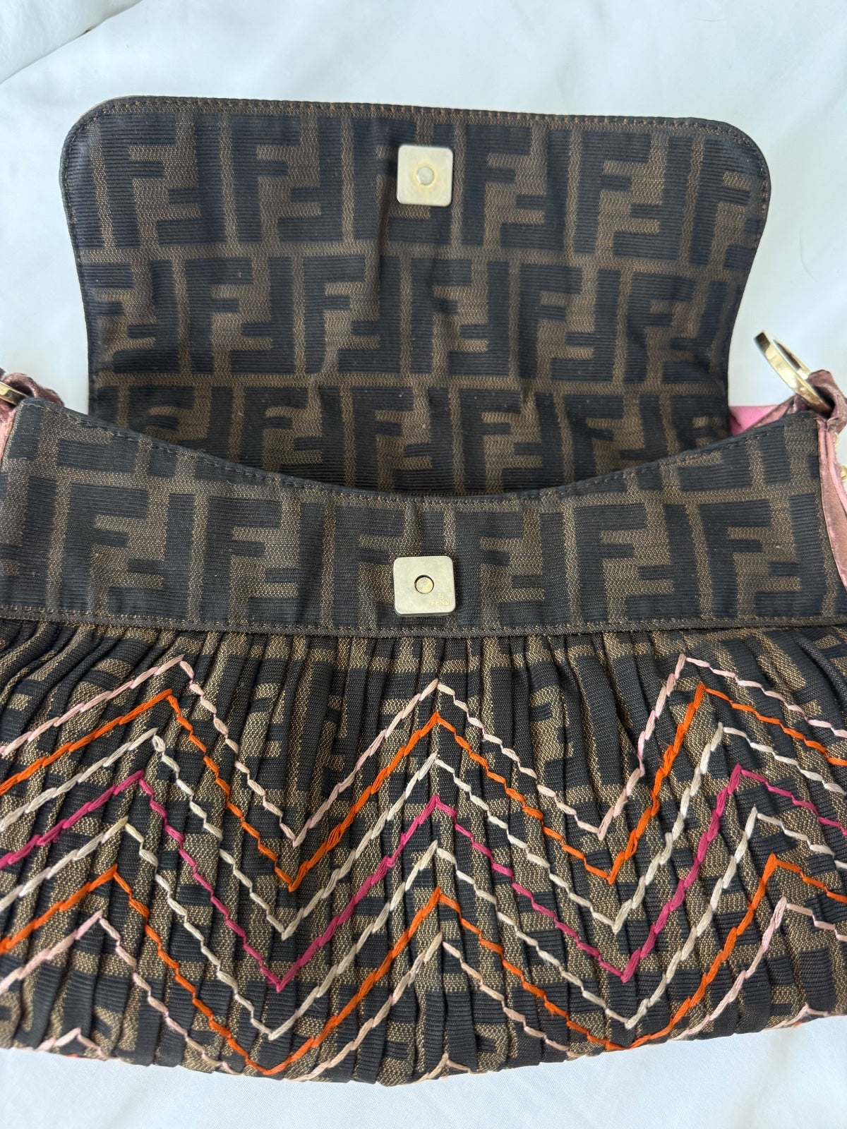 Fendi Zucca Monogram Embroidered Shoulder Bag