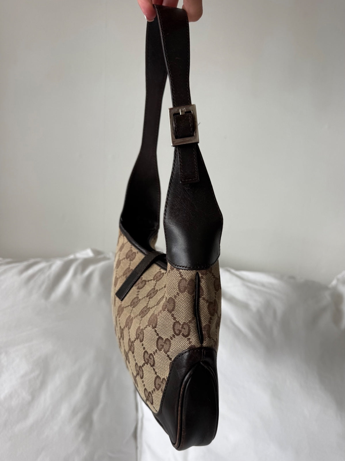 Gucci GG Monogram Web Stripe Jackie Shoulder Bag