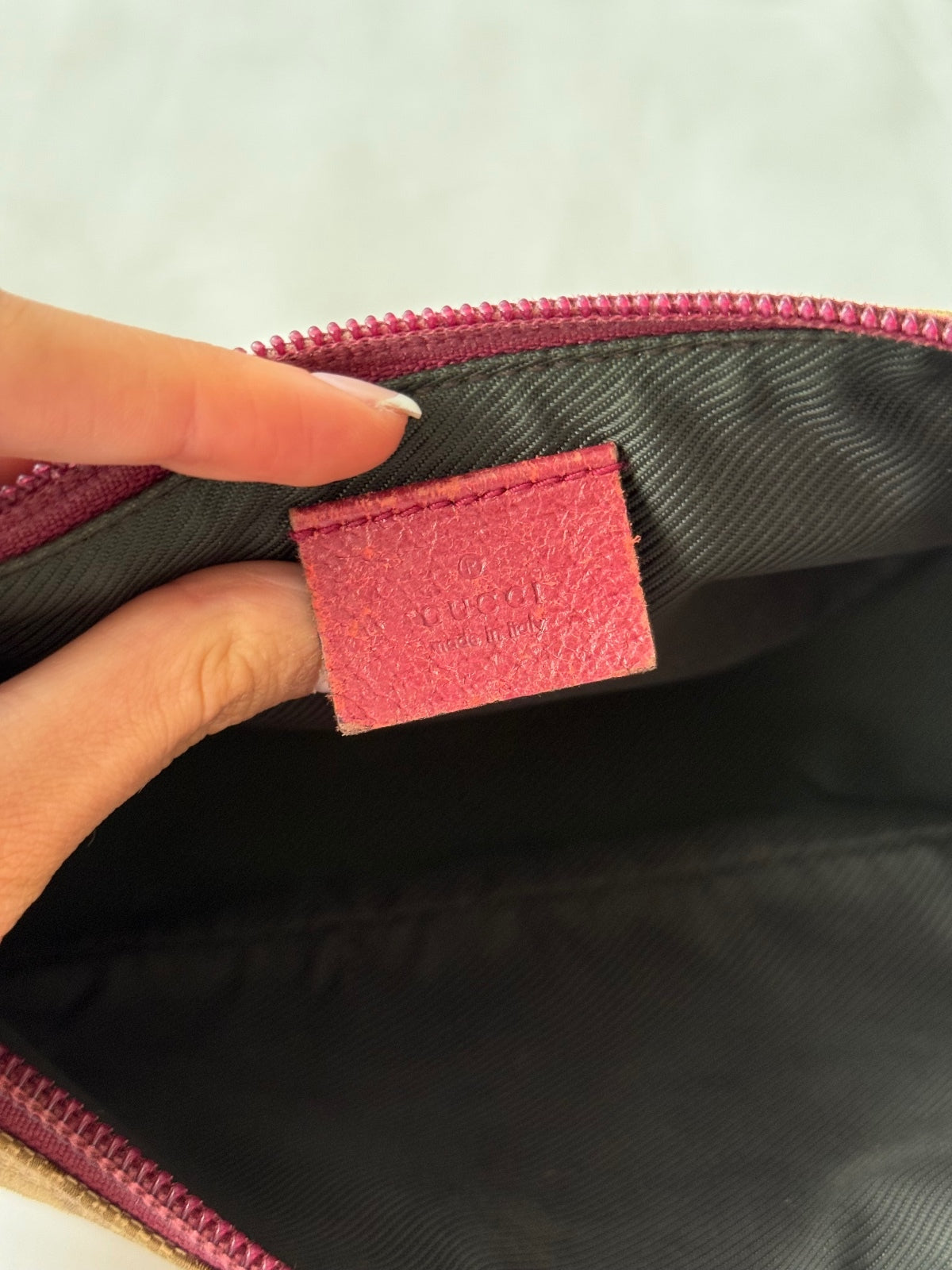 Gucci Beige GG Monogram Pochette Bag
