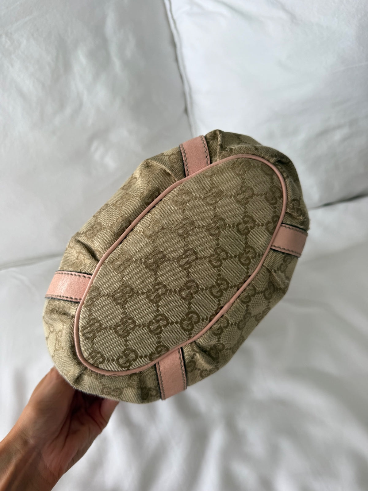 Gucci Pink GG Monogram D-Ring Bucket Bag