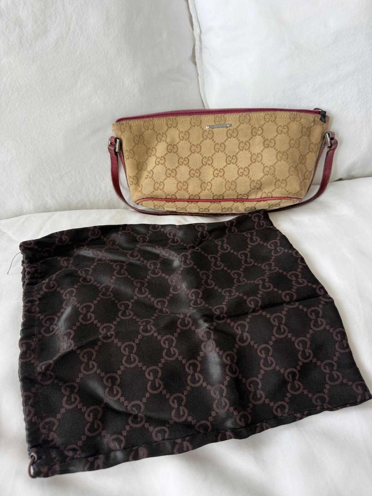 Gucci Beige GG Monogram Pochette Bag
