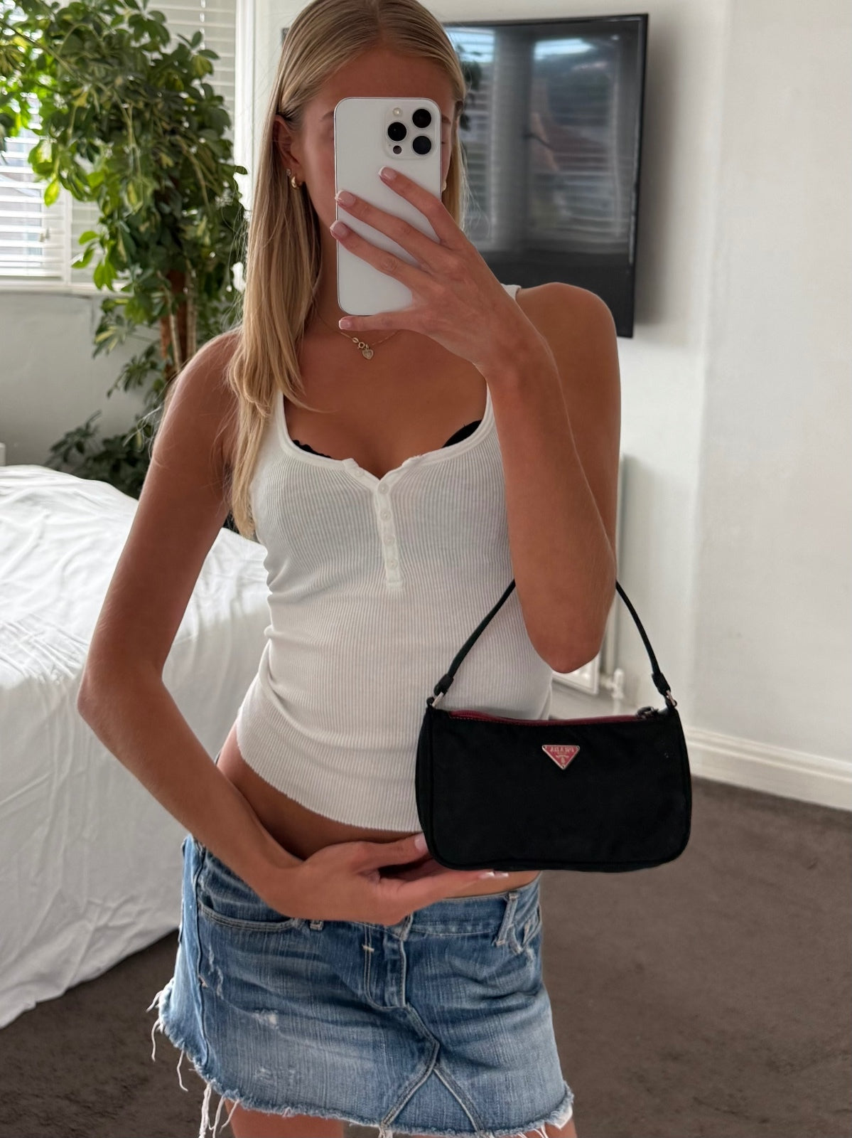 Prada Black Nylon Pochette Bag