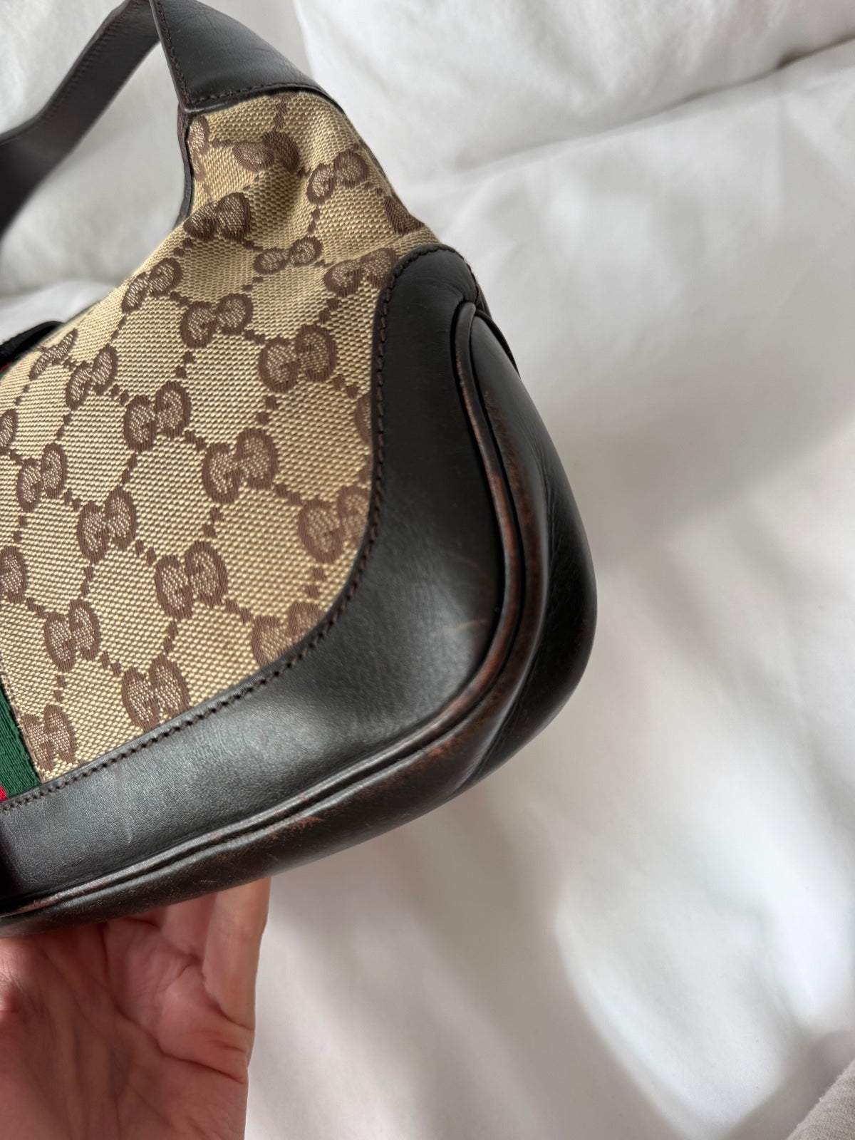 Gucci GG Monogram Web Stripe Jackie Shoulder Bag