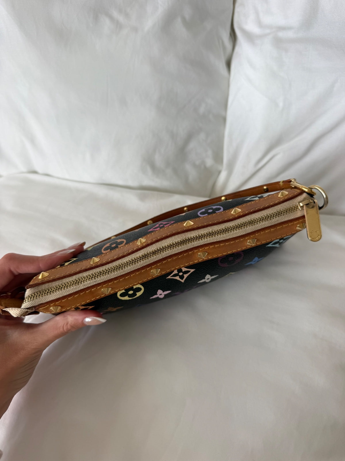 Louis Vuitton x Takashi Murakami Black Monogram Multicolore Pochette Bag