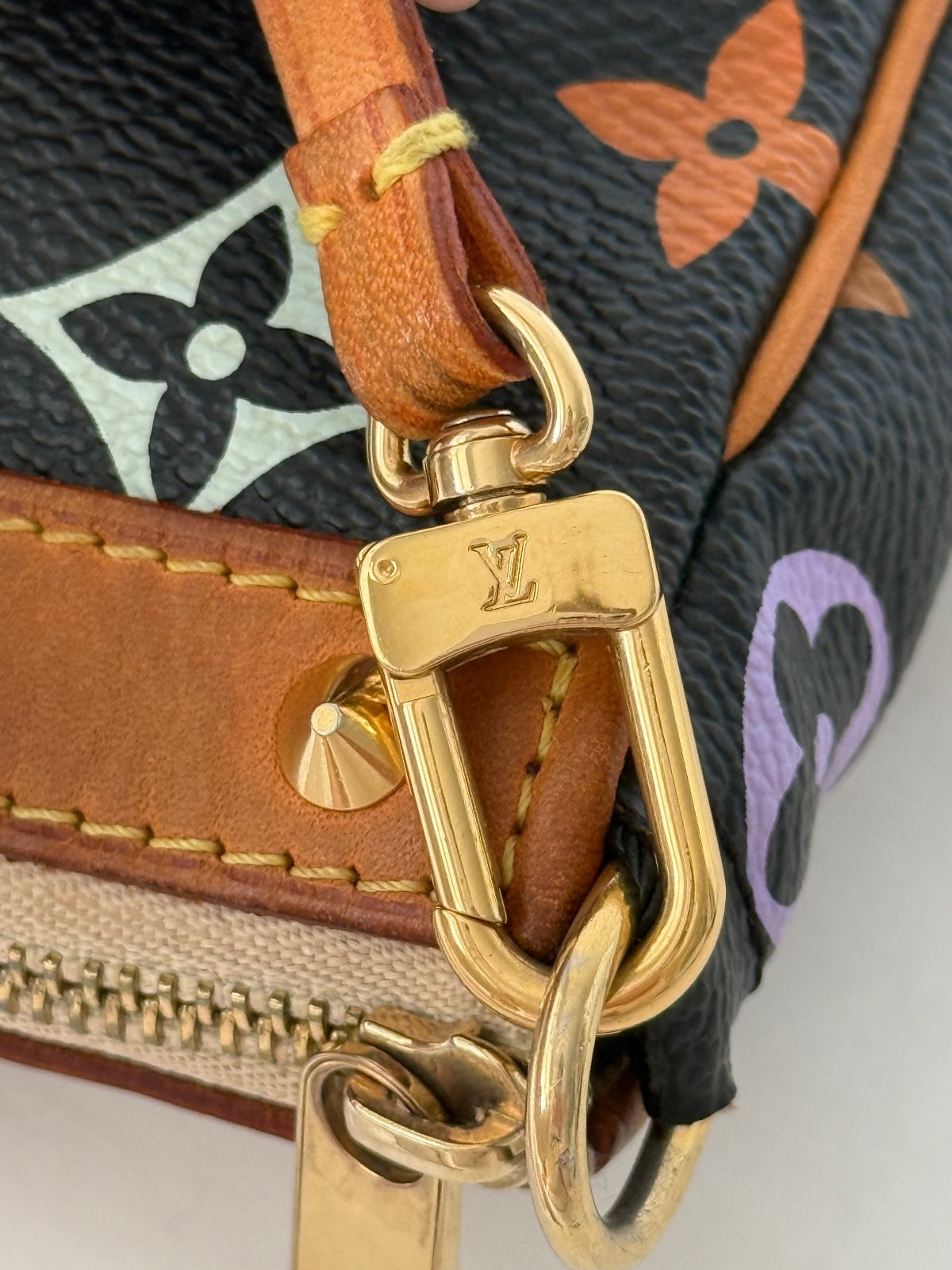Louis Vuitton x Takashi Murakami Black Monogram Multicolore Pochette Bag