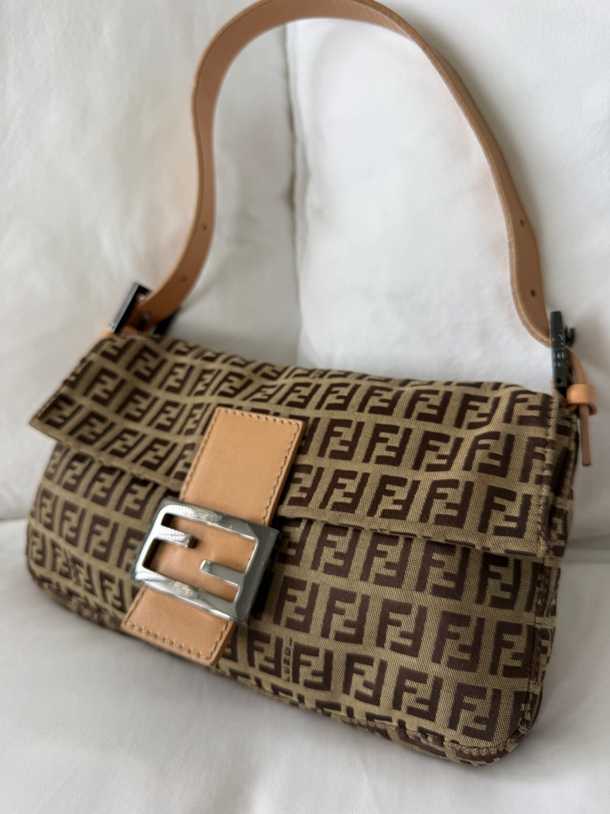 Fendi Brown Zucca Monogram Baguette Bag