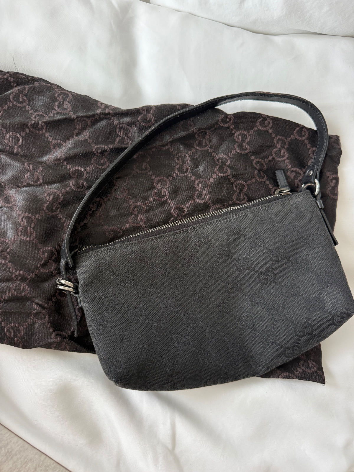 Gucci Black GG Monogram Pochette Bag