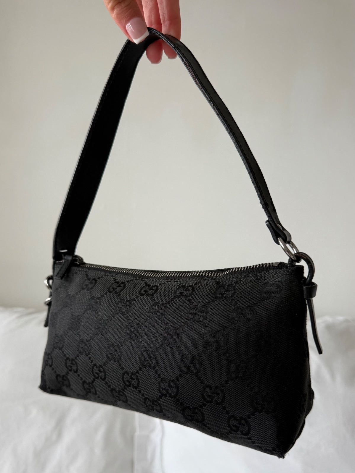 Gucci Black GG Monogram Pochette Bag