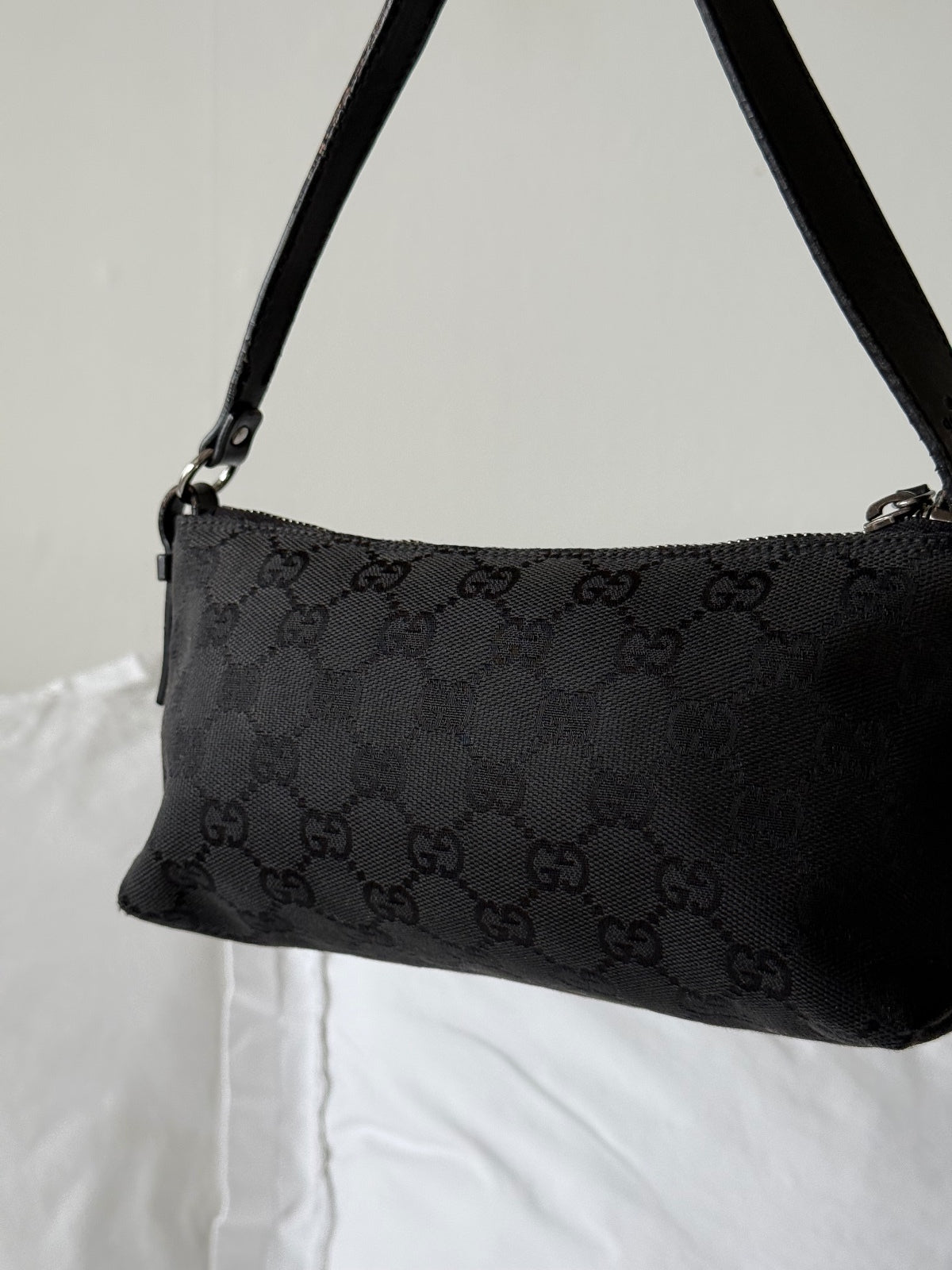 Gucci Black GG Monogram Pochette Bag