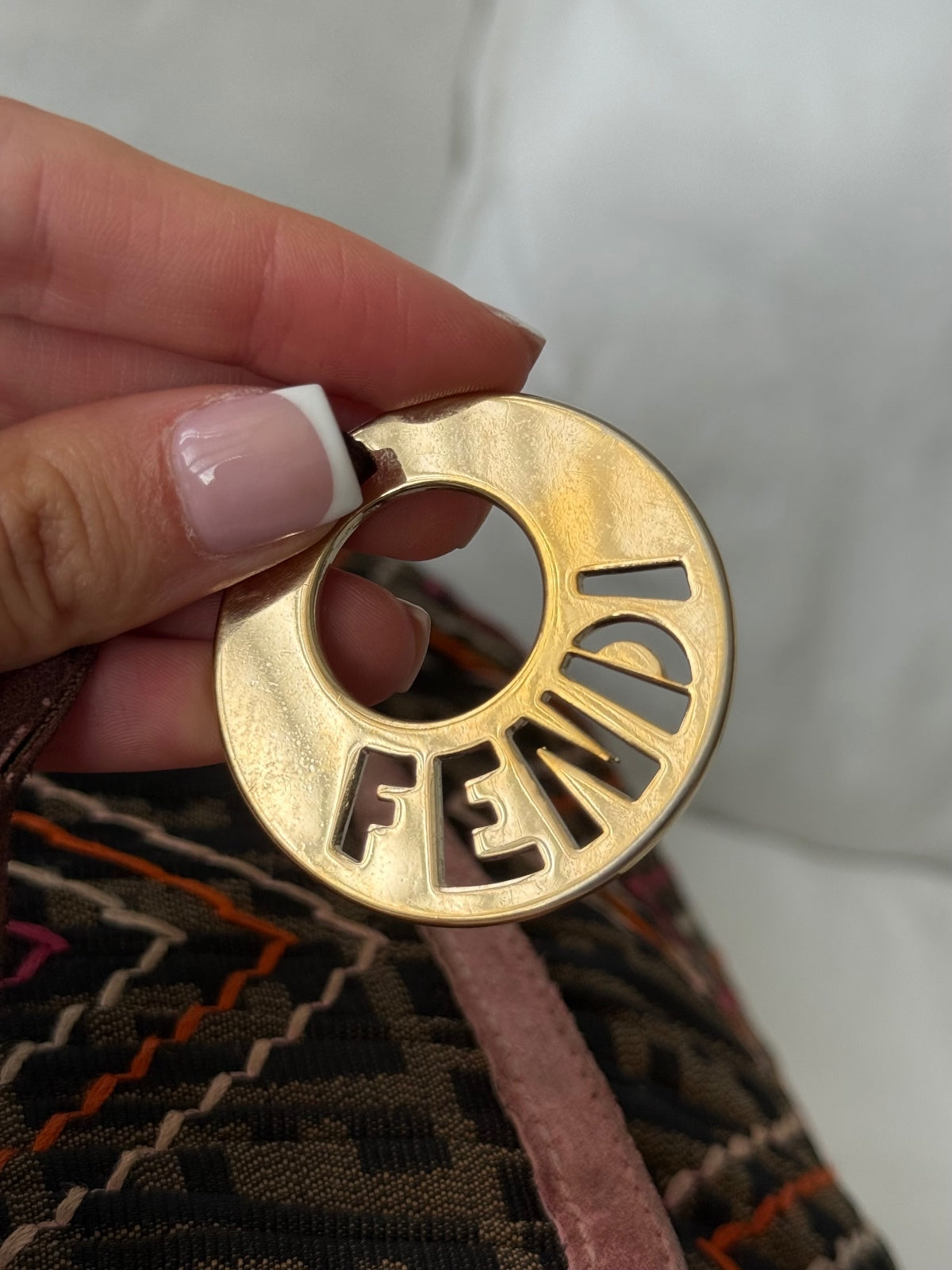 Fendi Zucca Monogram Embroidered Shoulder Bag