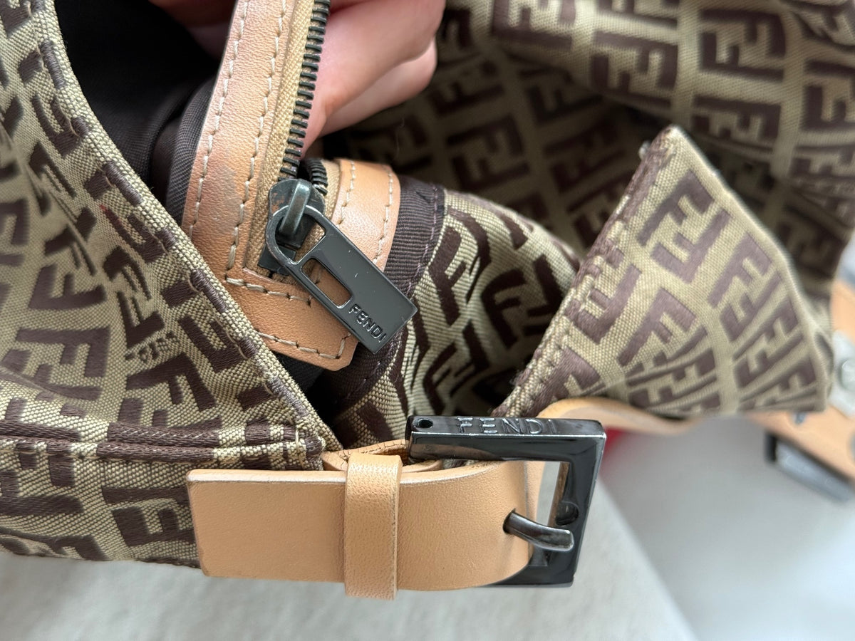 Fendi Brown Zucca Monogram Baguette Bag