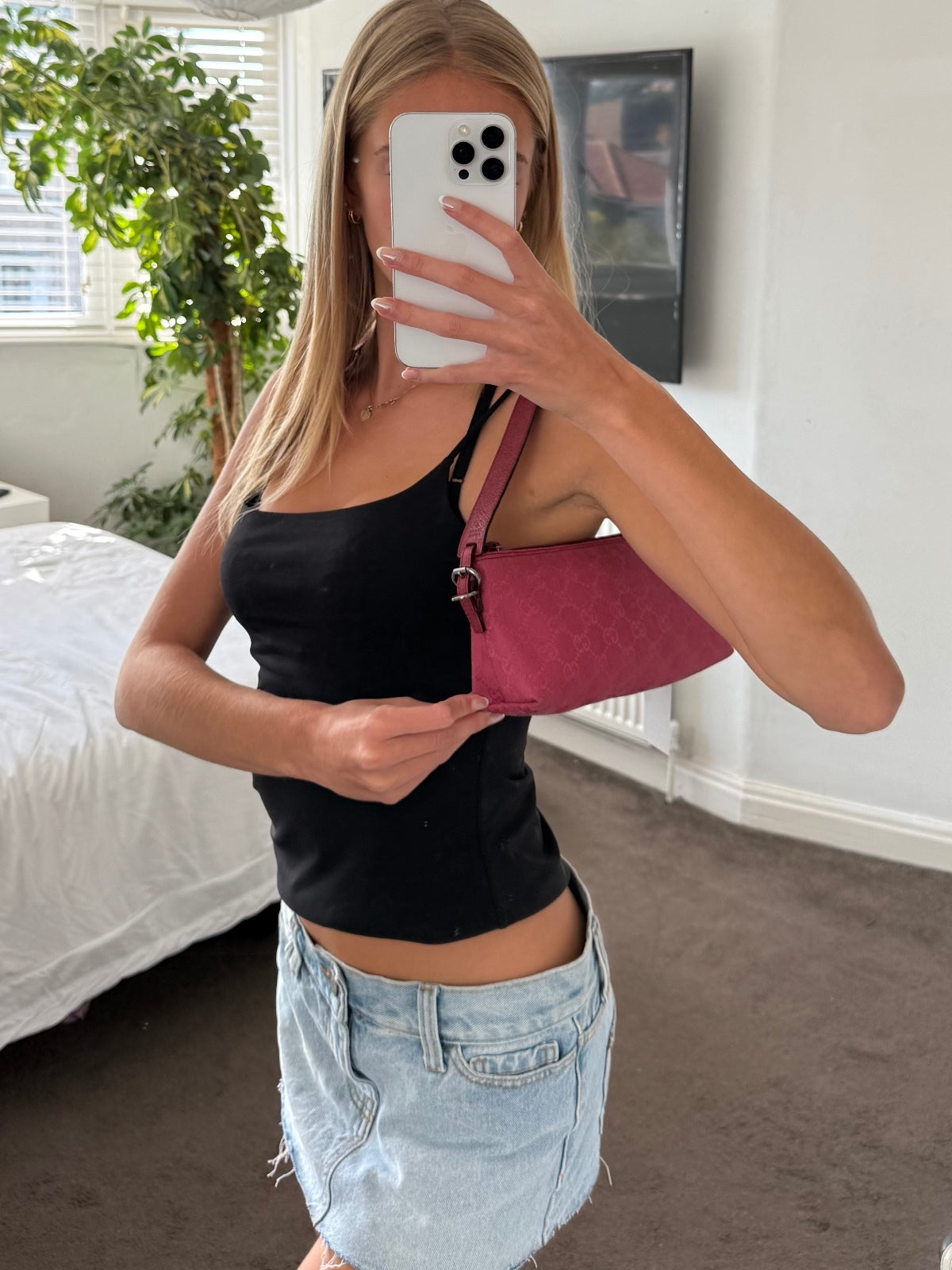 Gucci Dark Pink Monogram Mini Shoulder Bag