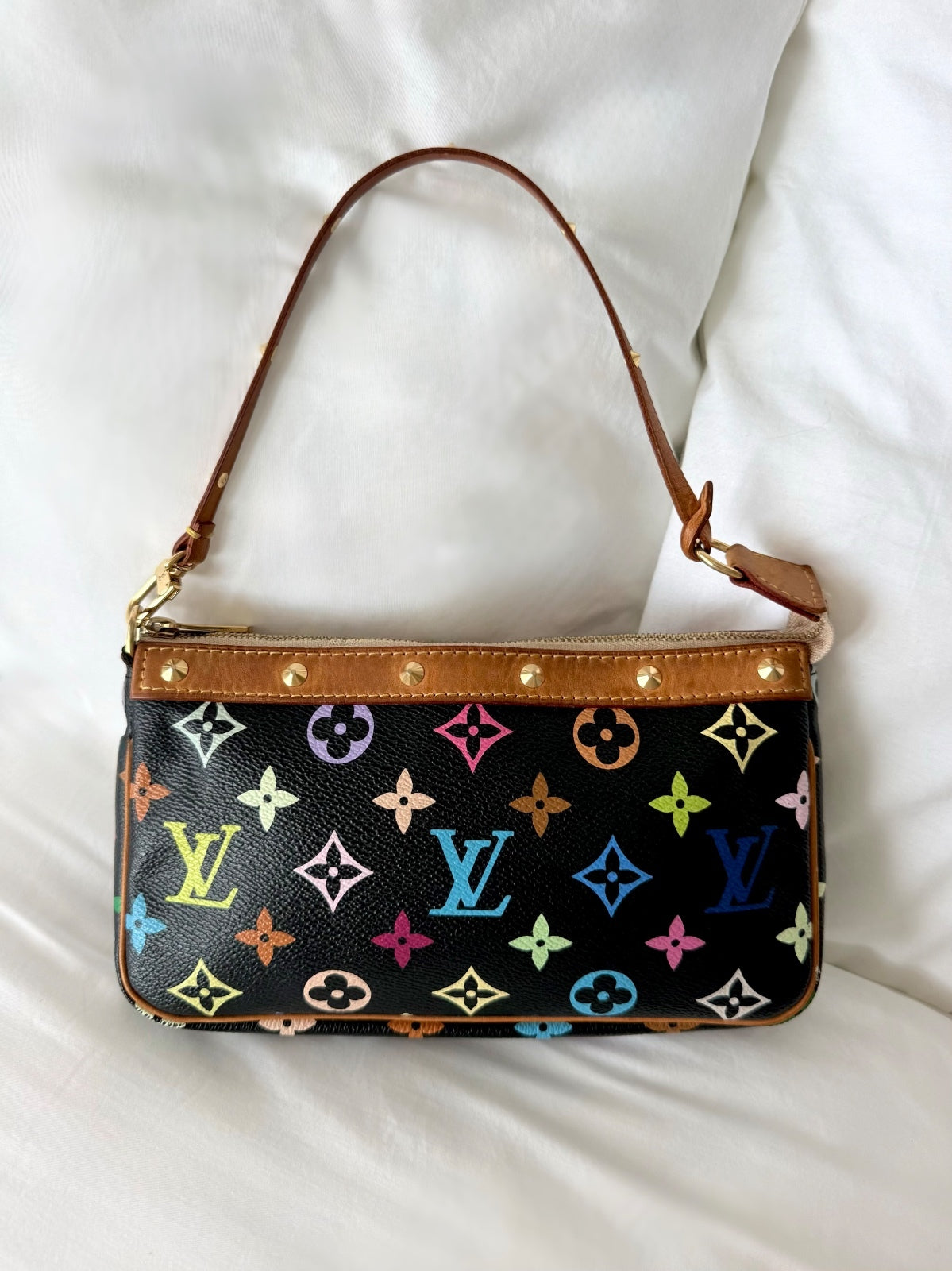 Louis Vuitton x Takashi Murakami Black Monogram Multicolore Pochette Bag