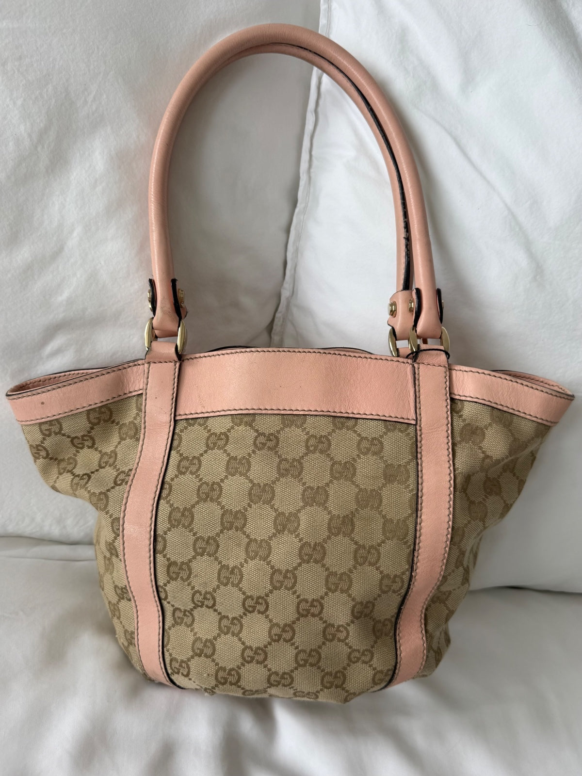 Gucci Pink GG Monogram D-Ring Bucket Bag