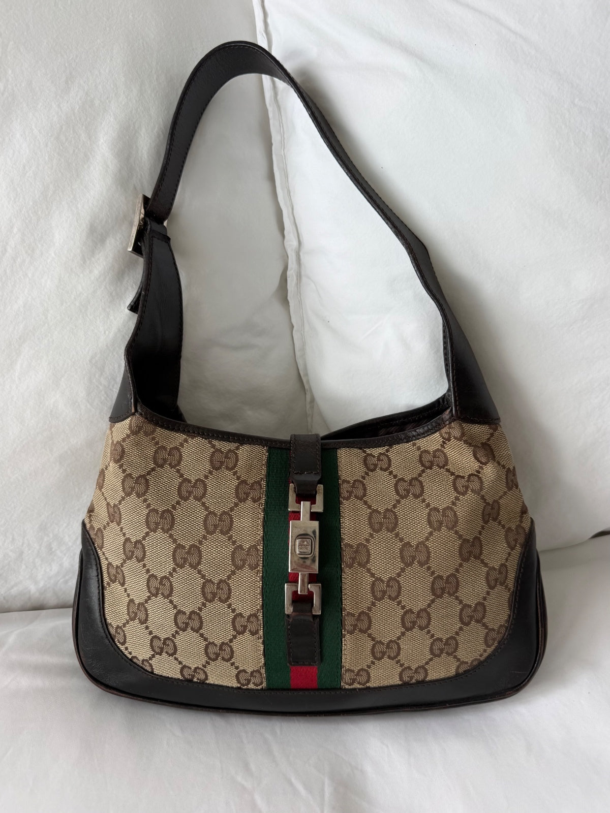 Gucci GG Monogram Web Stripe Jackie Shoulder Bag