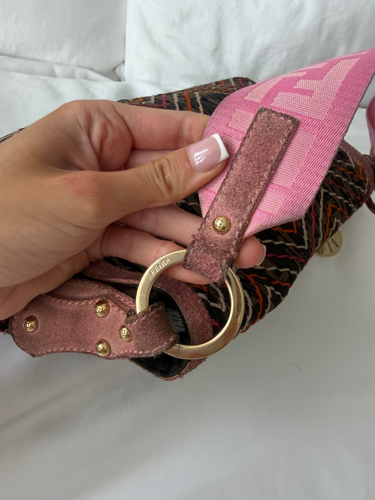 Fendi Zucca Monogram Embroidered Shoulder Bag