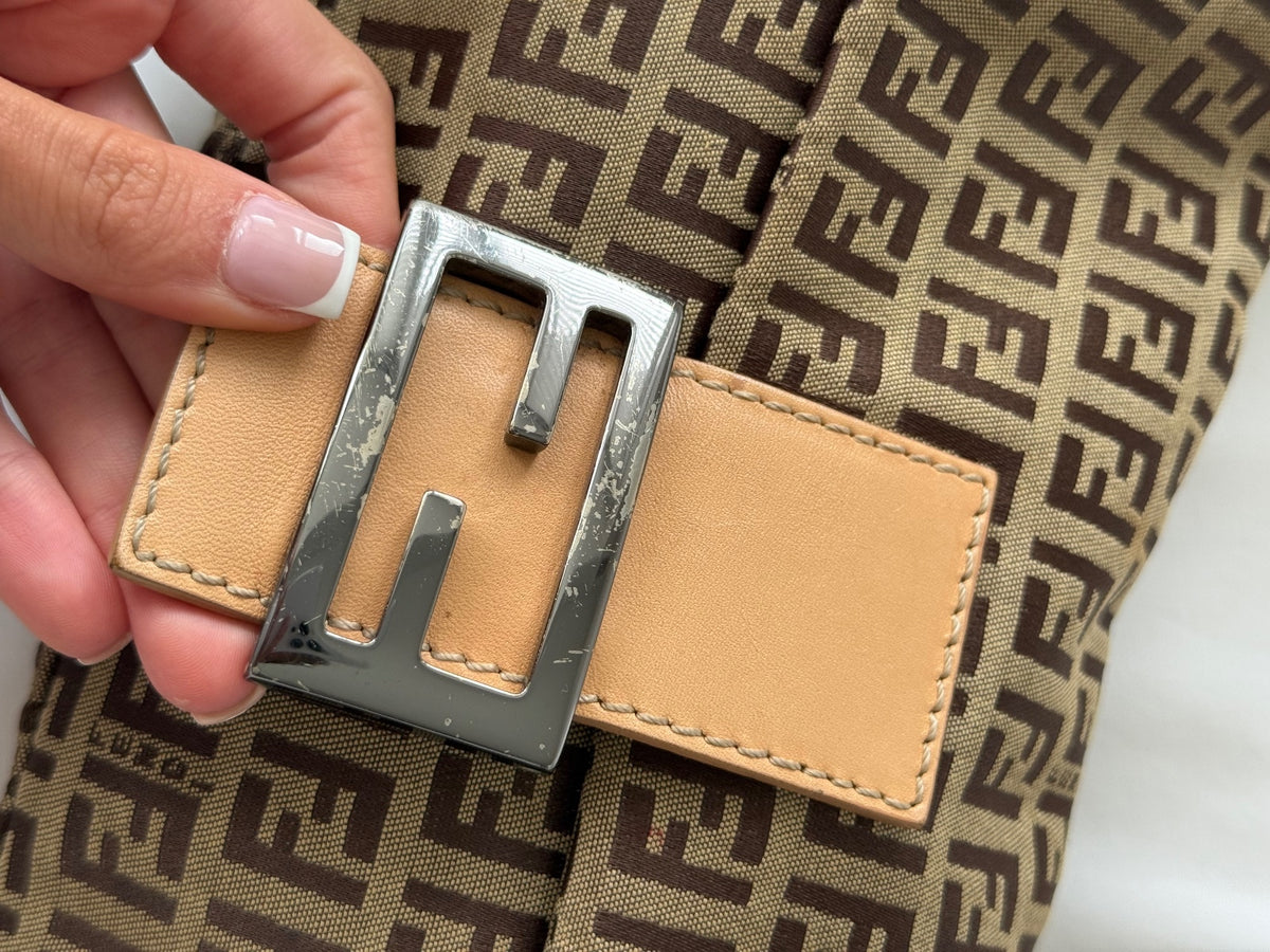 Fendi Brown Zucca Monogram Baguette Bag