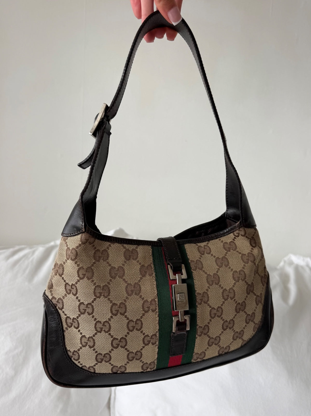 Gucci GG Monogram Web Stripe Jackie Shoulder Bag