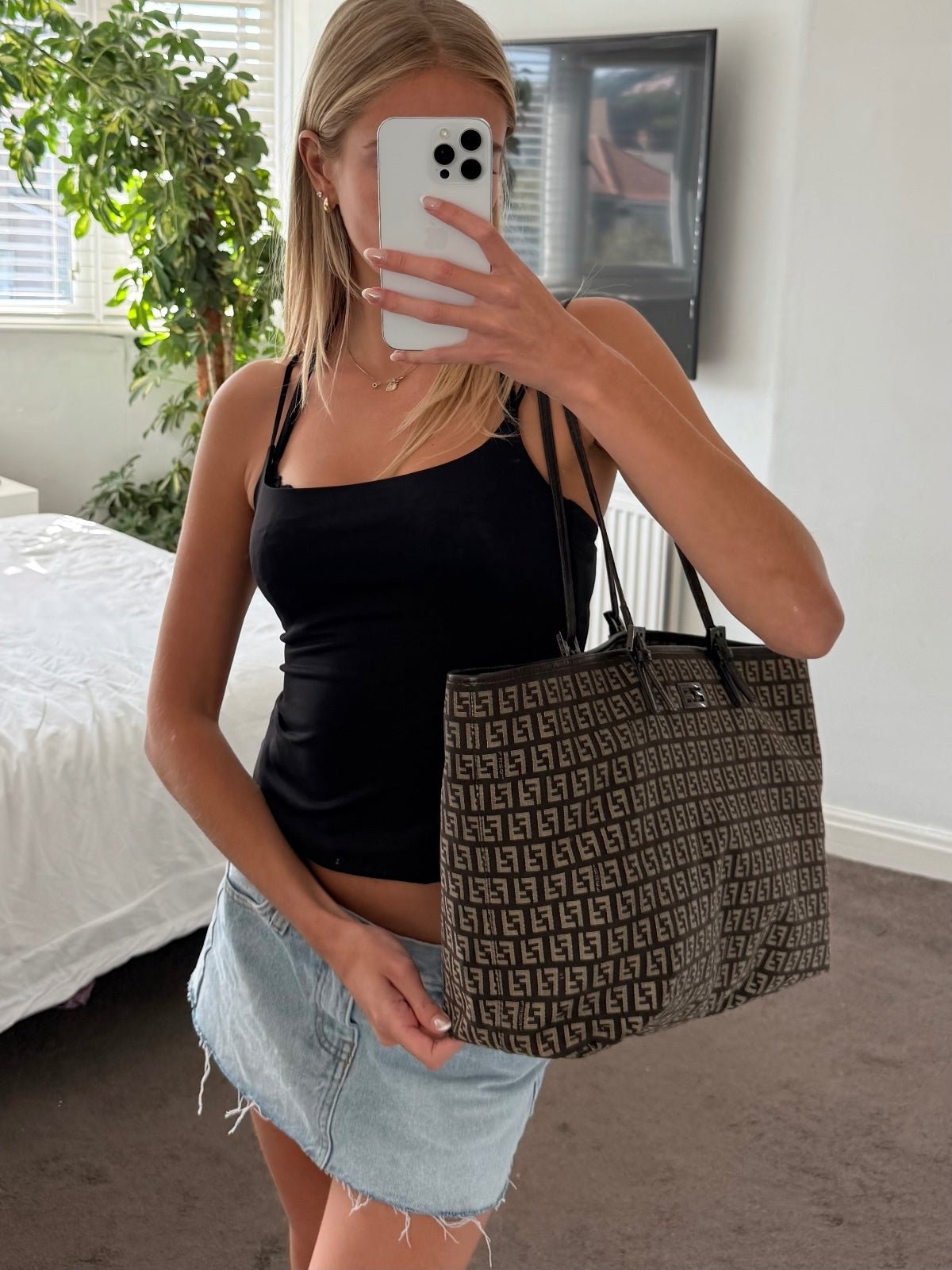 Fendi Zucca Monogram Canvas Tote Bag