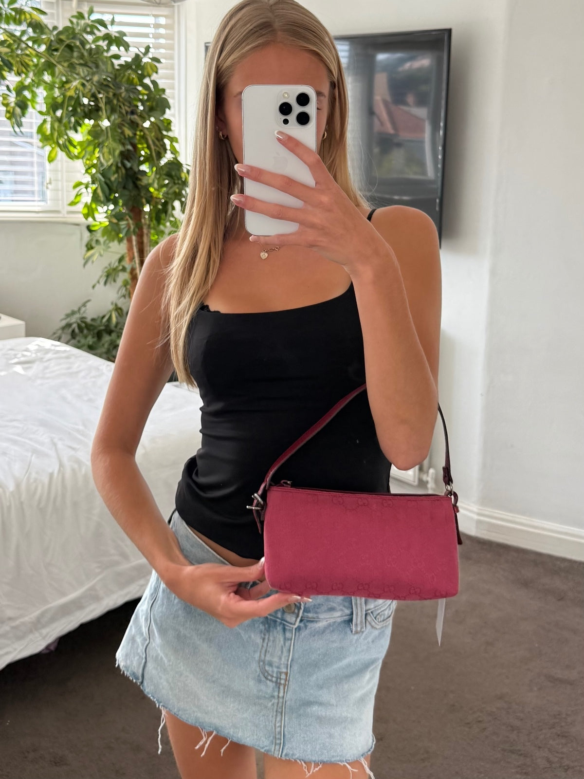 Gucci Dark Pink Monogram Mini Shoulder Bag
