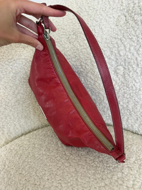 prada red leather shoulder bag