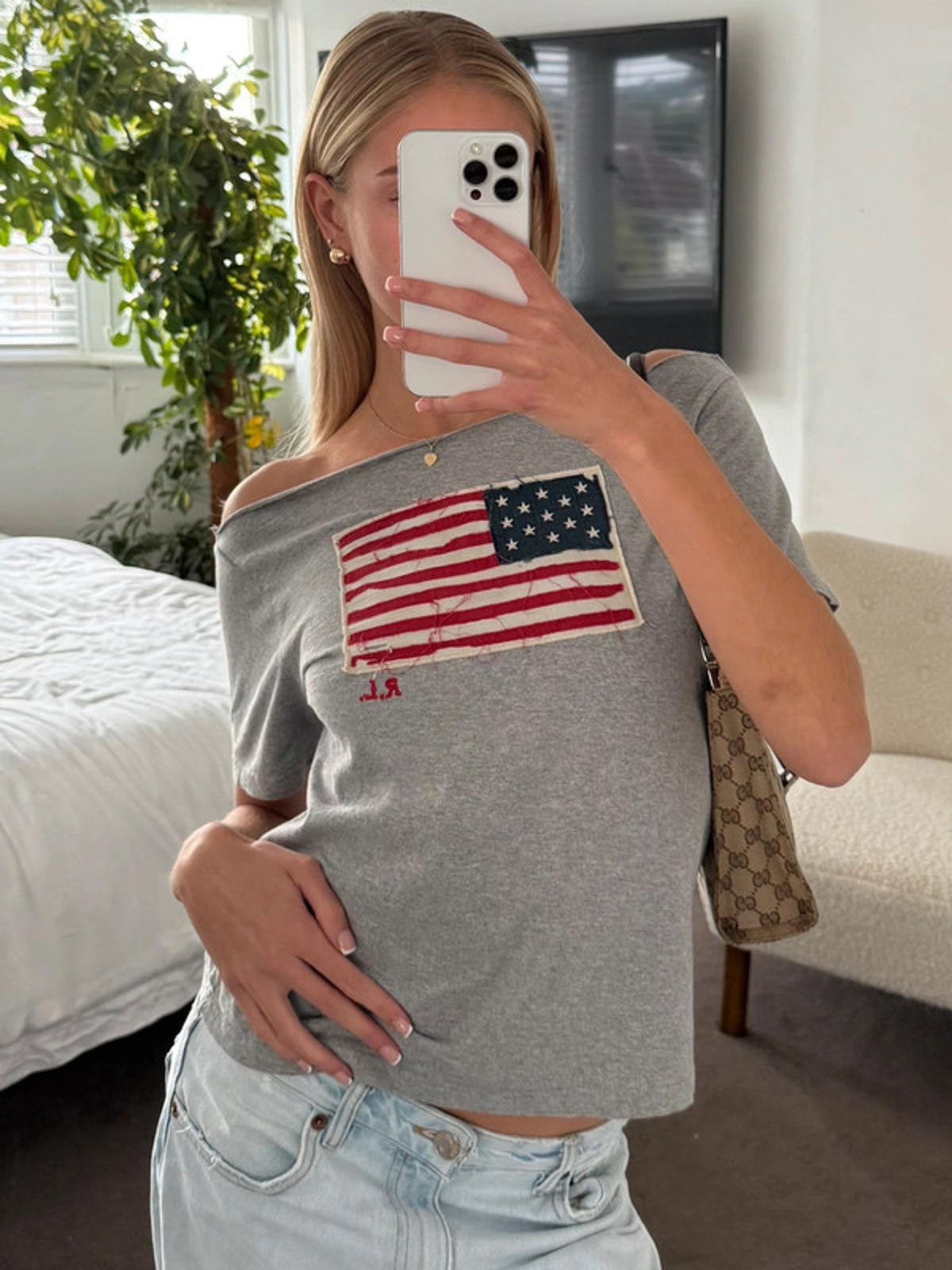 Ralph Lauren Grey USA Flag Tee