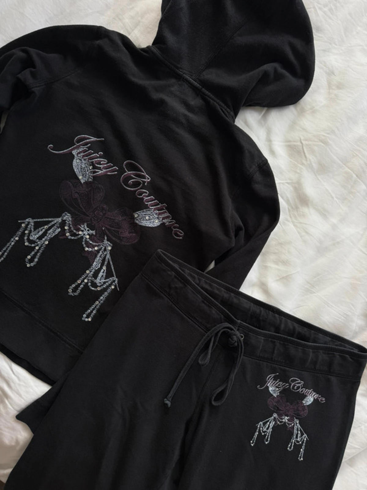Juicy Couture black embellished tracksuit set