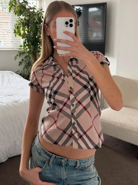 Burberry nova check short sleeve button up shirt