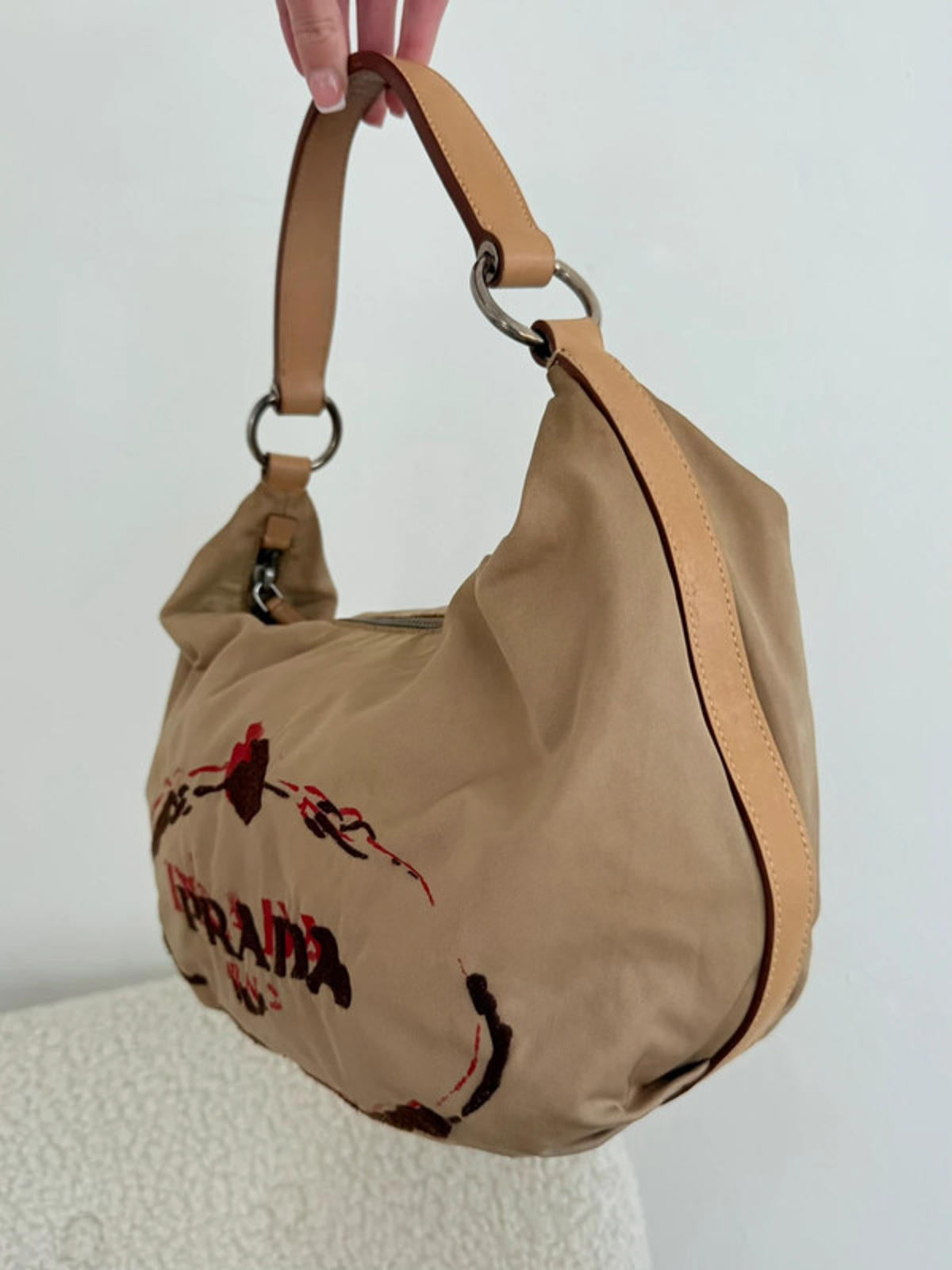 Prada Stencil Logo Hobo Shoulder Bag