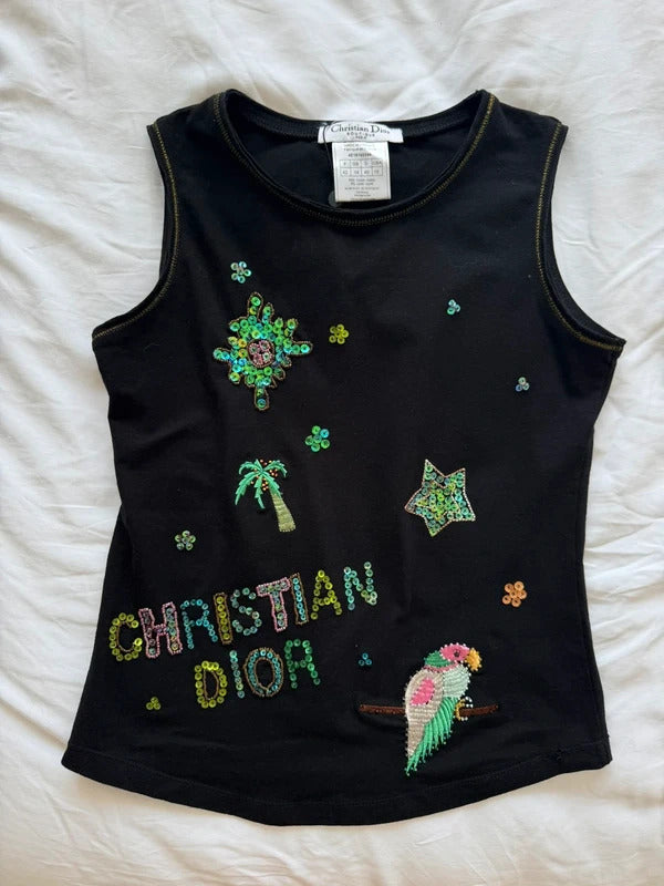 christian dior embellished tank top