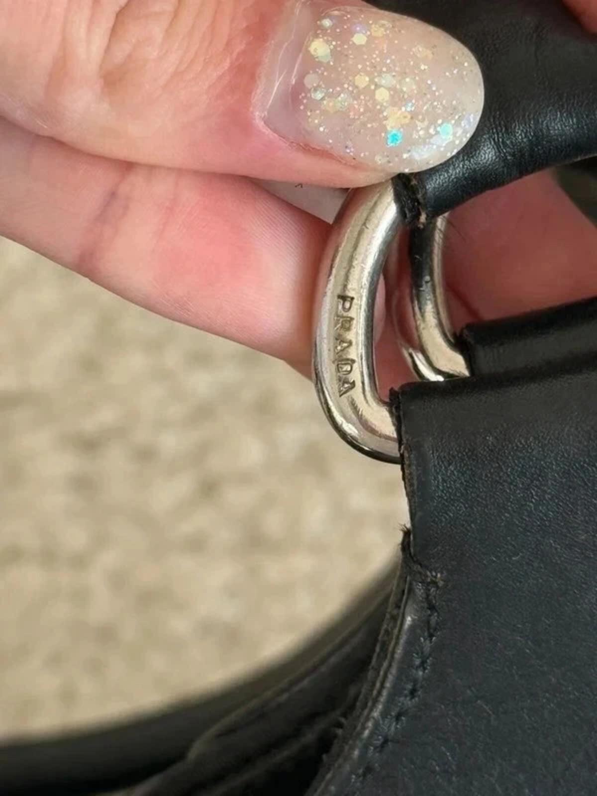Prada nylon buckle half moon shoulder bag in black